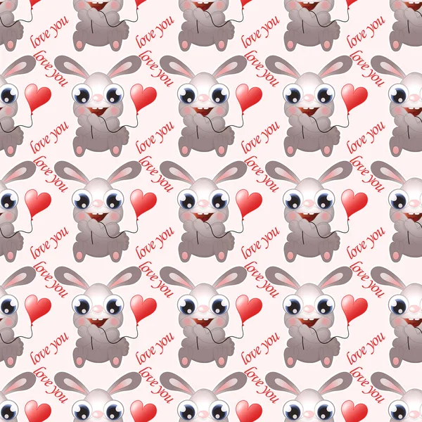 Pink Seamless Background Bunnies Text Love You — Stock Photo, Image