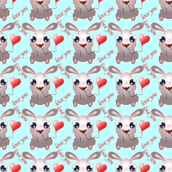 Blue Seamless Background Cute Bunnies — Stock Photo, Image
