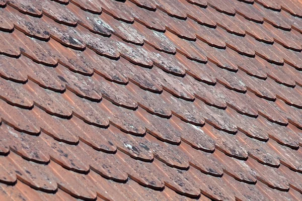 Primer Plano Azotea Con Tejado Naranja Clásico Azulejos Antiguos —  Fotos de Stock