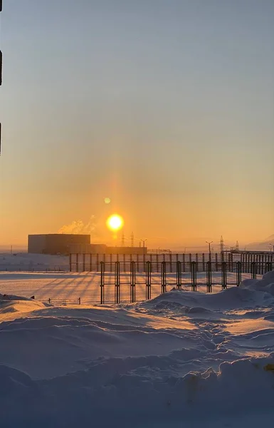 远北的性质 Tundra Taimyr 美丽的日落 — 图库照片
