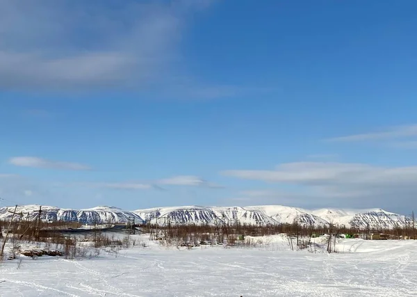 Vista Invernale Della Montagna Otdelnaya Norilsk — Foto Stock