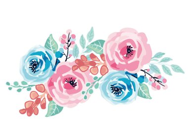 Güzel soyut vektör gül çiçeği ve buket