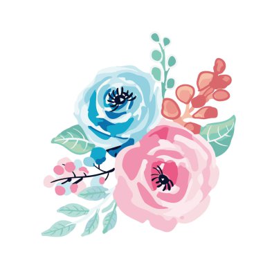 Güzel soyut vektör gül çiçeği ve buket