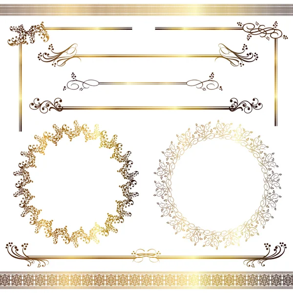 Set of gold frames — Stock Vector