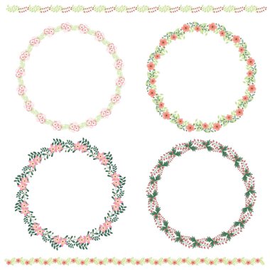 Bitki deseni kenarı ve çerçeve ayarlandı