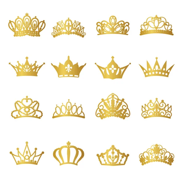 Golden Tiara Illustratiemateriaal Set — Stockvector