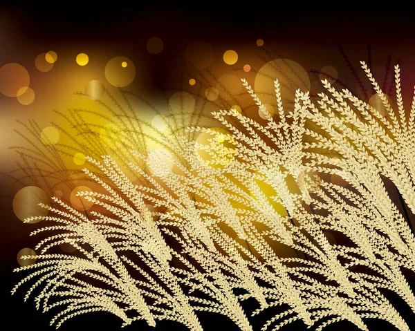 Illustration Golden Background Pampas Grass — Stock Vector