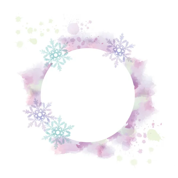 Snowflake Frame Watercolor Touch — Stock Vector