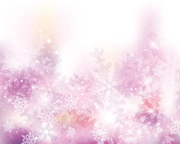 雪の結晶で光とぼかしの背景 — ストックベクタ