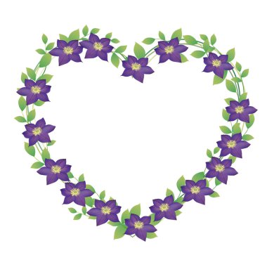 Clematis çiçek illüstrasyonunun çerçevesi