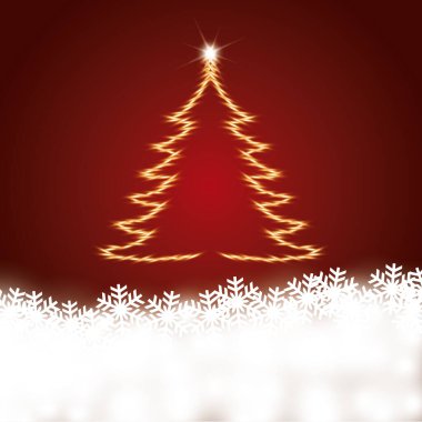 Kar tanesi ve parlayan Noel ağacı
