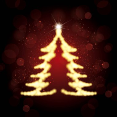 Parlayan Noel ağacı silüeti çizimi