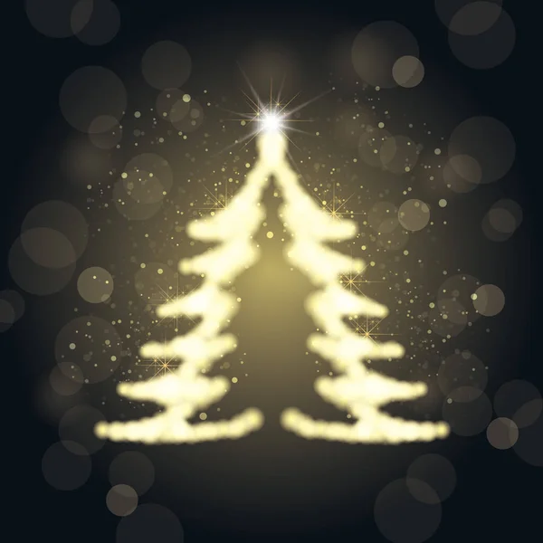 Glanzende Kerstboom Silhouet Illustratie — Stockvector