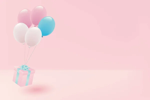 Globos Color Pastel Caja Actual — Vector de stock