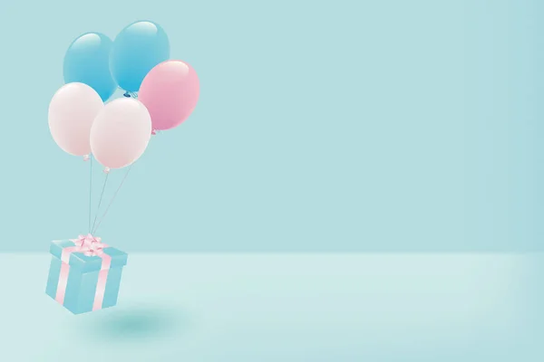 Pastel Gekleurde Ballonnen Geschenkdoos — Stockvector