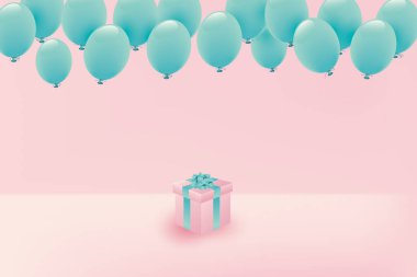 Pastel renkli balonlar ve hediye kutusu