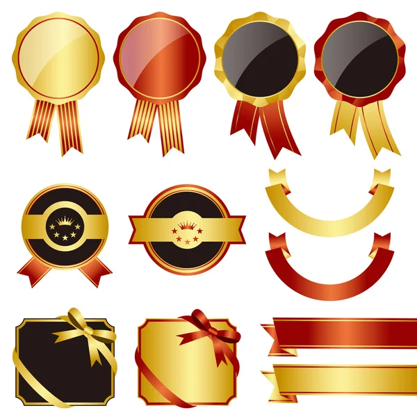 Set di emblemi in oro e rosso — Vettoriale Stock