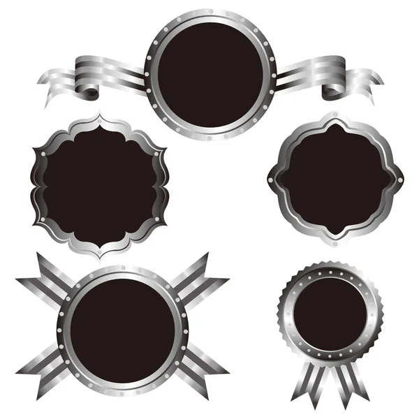Conjunto emblema plata — Vector de stock