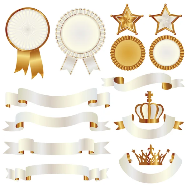 Set of ribbon and emblem — Stock Vector