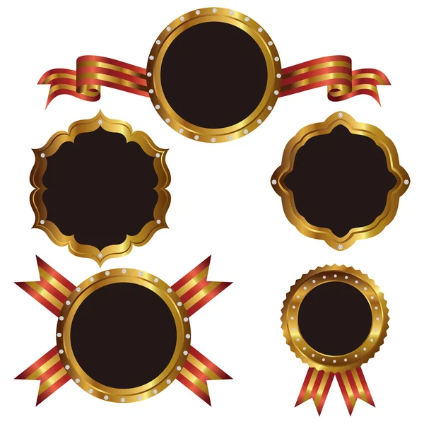 Emblema conjunto de oro — Archivo Imágenes Vectoriales