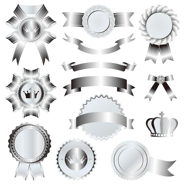 Zilveren embleem set — Stockvector