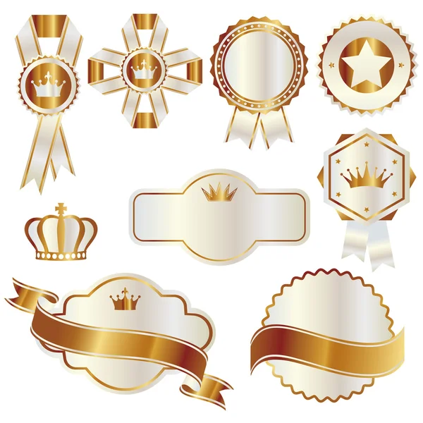 Conjunto de emblema de oro y blanco — Archivo Imágenes Vectoriales