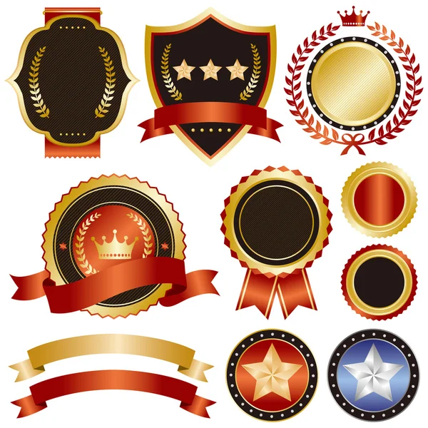 Gold und rotes Emblem Set — Stockvektor