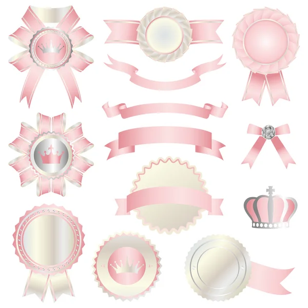 Conjunto emblema rosa — Archivo Imágenes Vectoriales