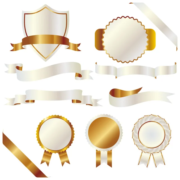 Emblem and ribbon set — Stock Vector