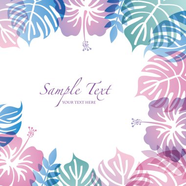 Monstera ve hibiscuses yaz arka plan