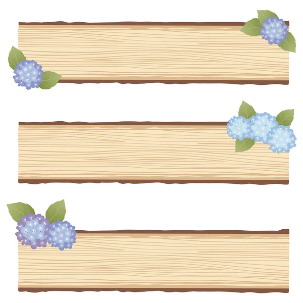 Hydrangea wood board — Stock Vector