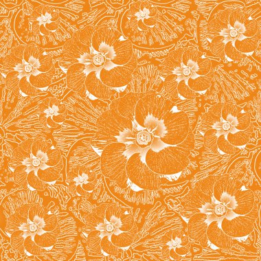 Orenge sorunsuz arka plan ile campanula'lar