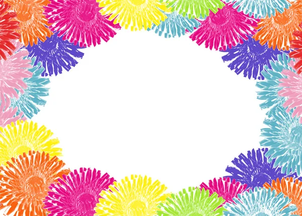 Frame of colorful dandelions