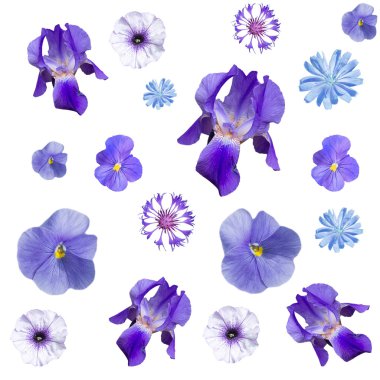 Mavi çiçekli kusursuz desen