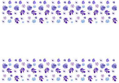 Mavi çiçekli, yatay çerçeve