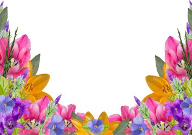 Çiçek ve yaprakları bir üstü ile yatay çerçeve