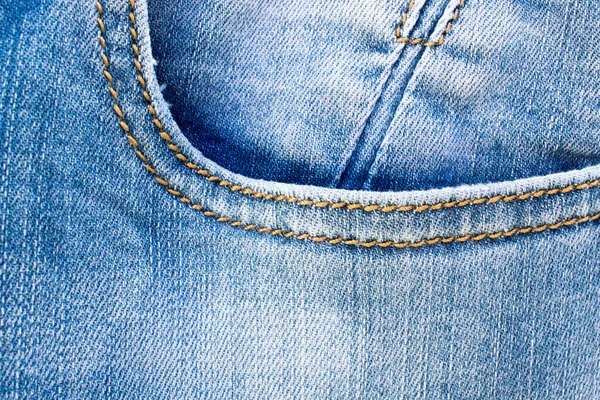 Ficka Jeans Närbild Detaljer Jeans Byxor Med Orange Stygn Orange — Stockfoto