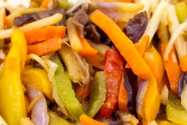 Akşam yemeği Asya 'nın dondurulmuş karışımından yapıldı, yakın plan.