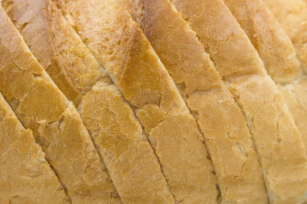 Brood Van Tarwemeel Stukken Gesneden Close — Stockfoto