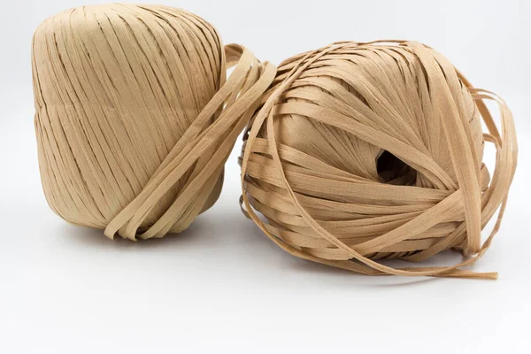 Fio Ráfia Leve Bege Novelos Para Tricotar Bolsas Moda Chapéus — Fotografia de Stock