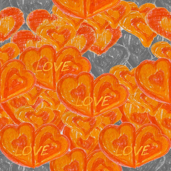 Seamless background with hearts orange and gray — Stock Photo, Image