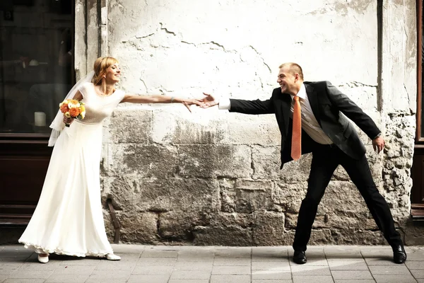 Luxury romantic happy bride and groom — Stock Photo, Image