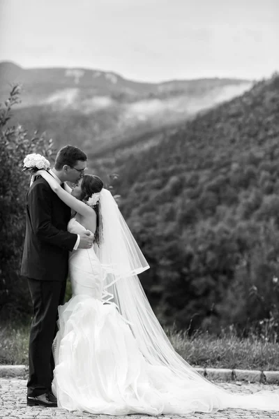 Feliz novio y novia con estilo suave — Foto de Stock