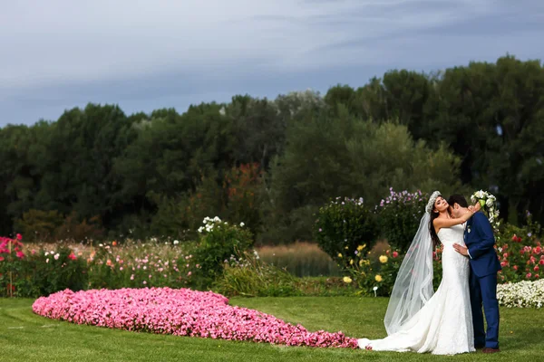 Elegant brudgummen och bruden — Stockfoto