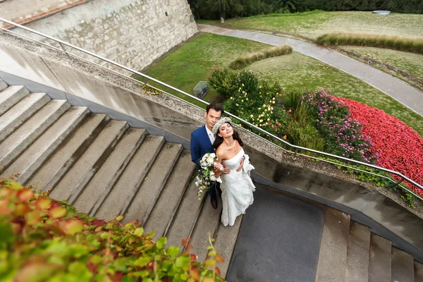 Elegant elegant brudgummen och bruden — Stockfoto