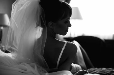 Gelin beyazlık içinde poz