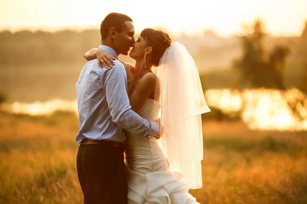 Novio y novia están abrazando — Foto de Stock