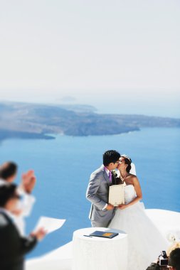 gülümseyen Asya gelin ve damat