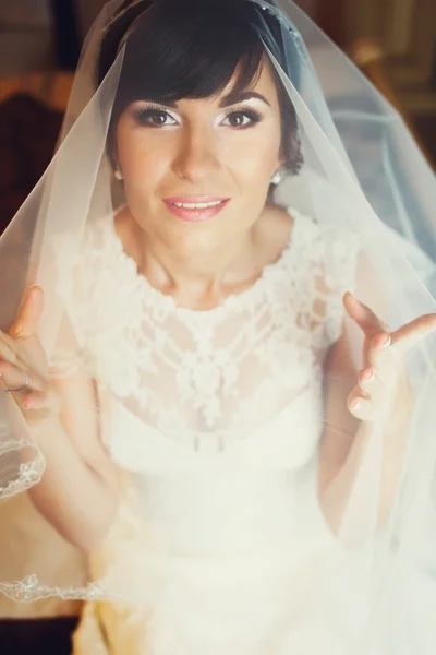 Portrait of a brunette bride — Stock Photo, Image