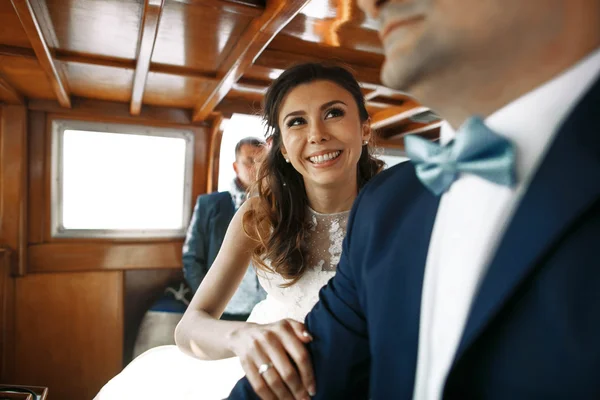 Stylish gorgeous cute happy couple — Stock Photo, Image